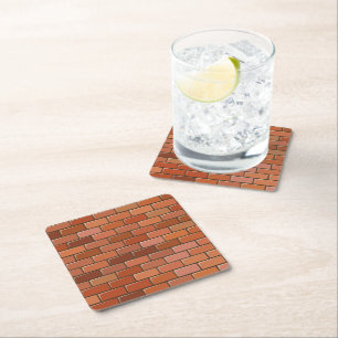 brick wall square paper coaster