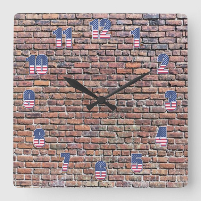 Brick Wall Square Wall Clock (Front)