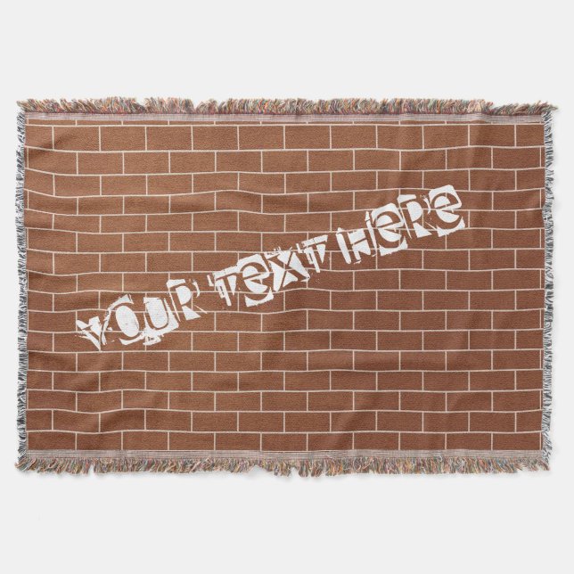 Brick Wall Throw Blanket with Custom Text (Front)