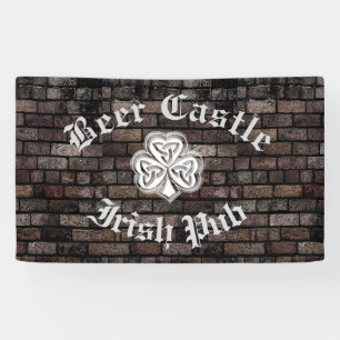 Brick wall trendy modern grundge Irish shamrock Banner
