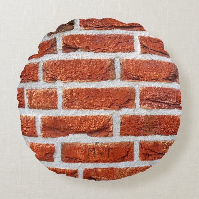 Brick wall wall background building round cushion (Front)