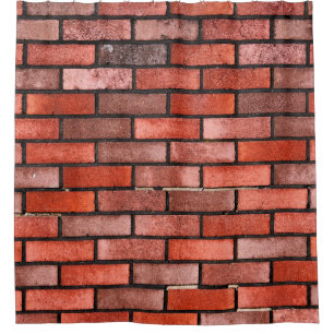 Brick wall with red brick, red brick background. b shower curtain