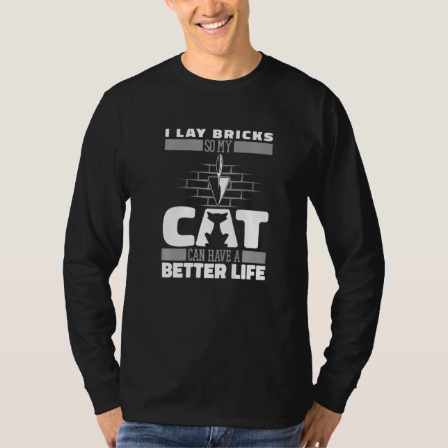 Brickie Cat Block Brick  Cement Bricklayer Mason M T-Shirt (Front)