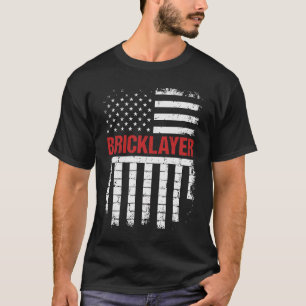 Bricklayer American Flag Construction Worker T-Shirt