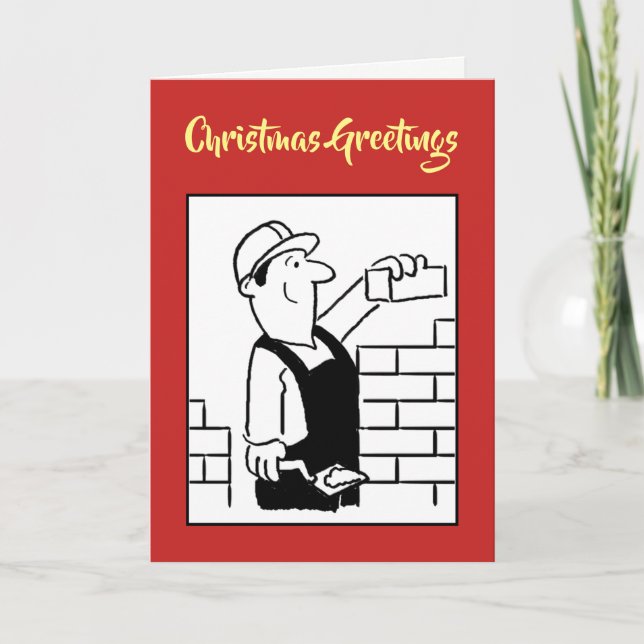 Bricklayer and House Builder Christmas Card (Front)