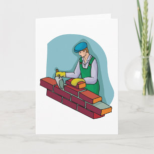 Bricklayer At Work Card