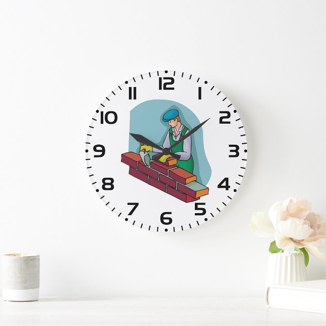 Bricklayer At Work Large Clock (Creator Uploaded)