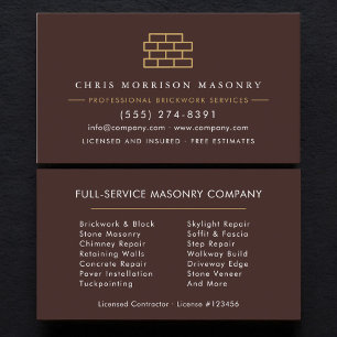 Bricklayer Brick Masonry Construction Company Business Card