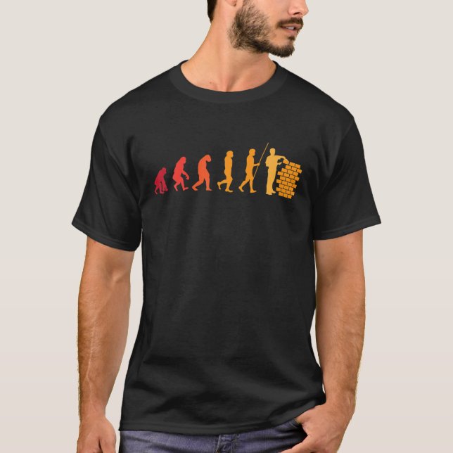Bricklayer Evolution | Funny Wall Builder Gift T-Shirt (Front)