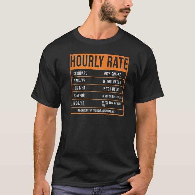 Bricklayer Hourly Rate Idea For Brickie ON REAR &  T-Shirt (Front)