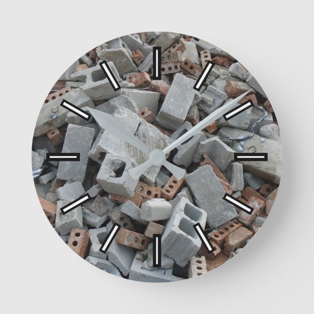 Bricks & Blocks Demolition Rubble Debris Clock (Front)