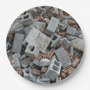 Bricks & Blocks Demolition Rubble Debris Paper Plate