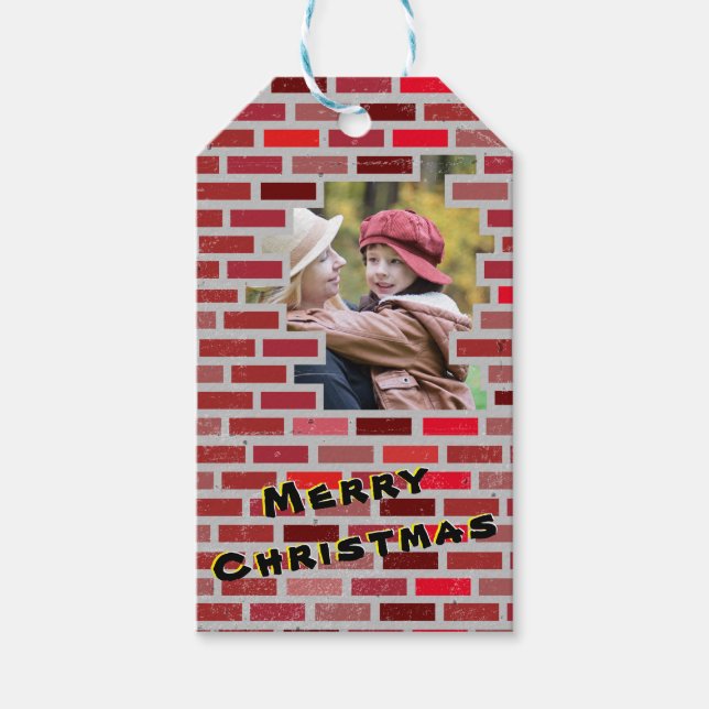 Bricks Photo Christmas Gift Tags (Front)