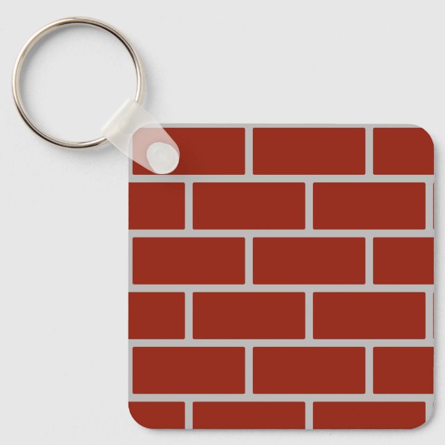 Bricks Square Keychain (Brick Red & Grey) (Front)