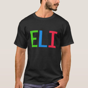 Bricks Theme Eli Boys Name Custom Preschool Blocks T-Shirt