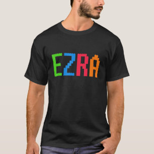 Bricks Theme Ezra Boys Name Custom Preschool Block T-Shirt