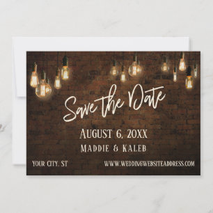 Bricks w/ Edison Lights Save the Date and Details