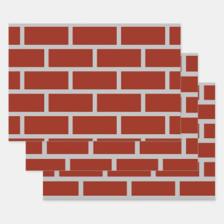 Bricks Wrapping Paper (Brick Red & Grey)