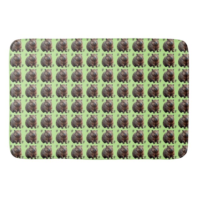 Brickwork Burrow: A Wombat's Green Canvas, Bath Mat (Front)