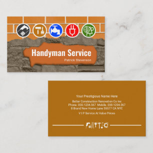 Brickwork Masonry Home Repair Handyman Business Card
