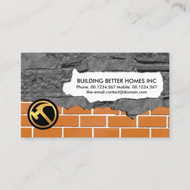 Brickwork Masonry Plastering Works Construction Business Card (Front)