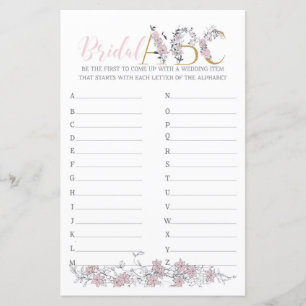 Bridal ABCs Botanical Bridal Shower Game