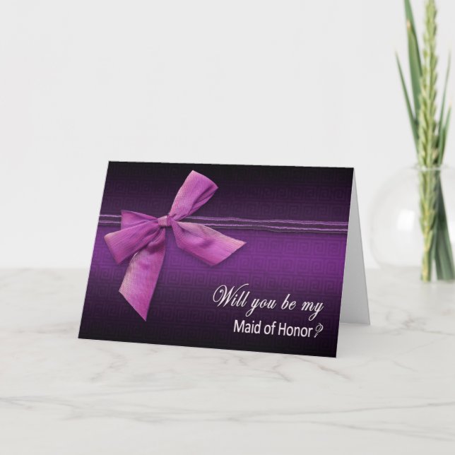 BRIDAL ATTENDANT REQUEST - MAID OF HONOR -PURPLE INVITATION (Front)