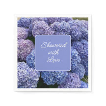 Bridal, Baby Shower Napkins Purple, Blue Hydrangea