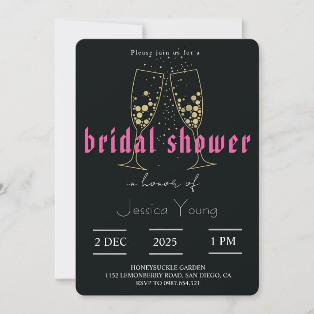 Bridal Bash & Cocktail Call bridal  Invitation (Front)