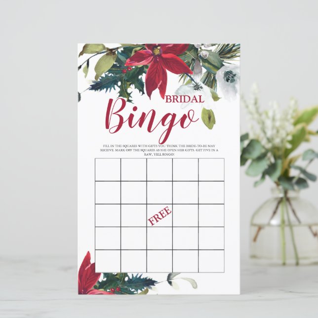 Bridal Bingo Christmas Poinsettia Bridal Game (Standing Front)