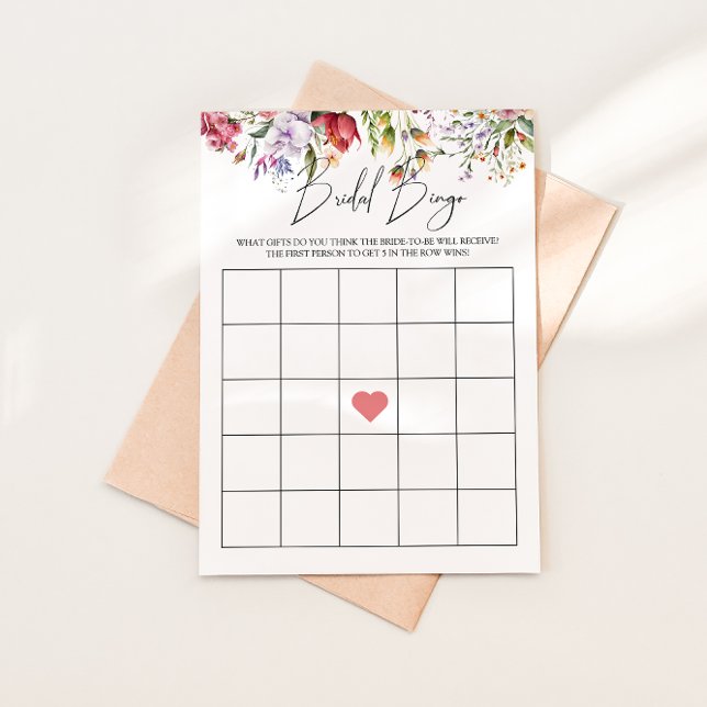 Bridal Bingo Floral Bridal Shower Game Card (Creator Uploaded)