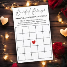 Bridal Bingo Game Card For Couple's Shower