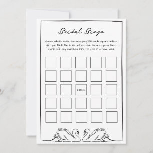 Bridal Bingo Gift Game - Black and White Swan Card