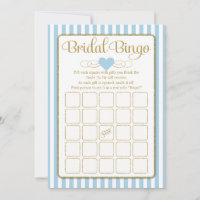 Bridal Bingo Light Blue Gold Bridal Shower Game