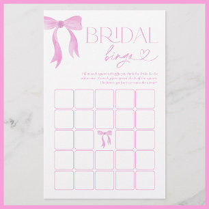Bridal Bingo Pink Bow Bridal Shower Game