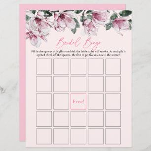 Bridal Bingo   Pink Floral Bridal Shower Game