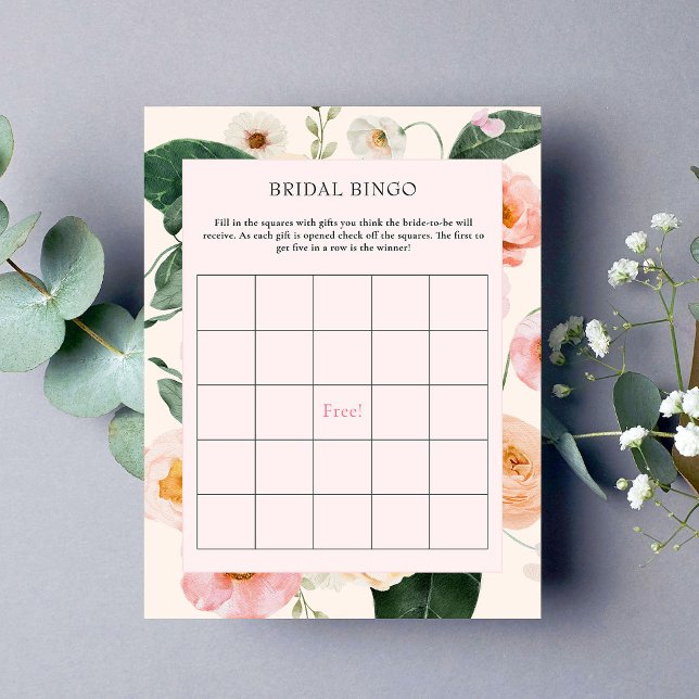 Bridal Bingo | Pink Peach Floral Bridal Shower (Creator Uploaded)