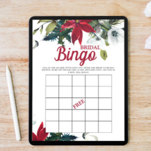Bridal Bingo Winter Poinsettia Bridal Shower Game Invitation