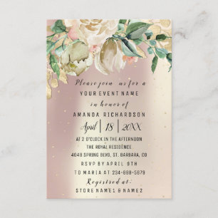 Bridal Birthday Flowers Gold Mint Rose Gold Blush Invitation