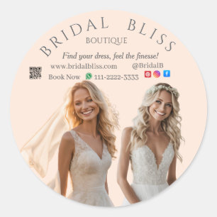 BRIDAL BLISS BRANDING BOUTIQUE QR social networks Classic Round Sticker