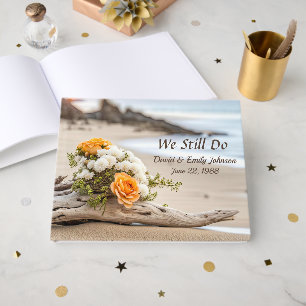 Bridal Bouquet On Driftwood Vow Renewal Guest Book