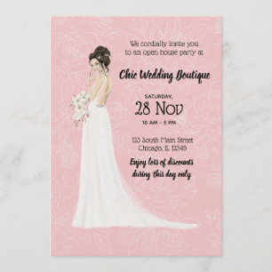 Bridal boutique open house choose background colou invitation