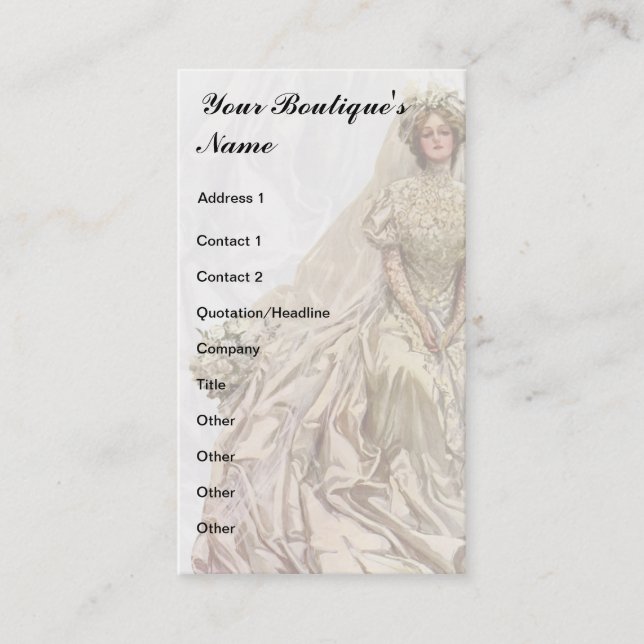 Bridal Boutique, Wedding Dress, Seamstress Business Card (Front)