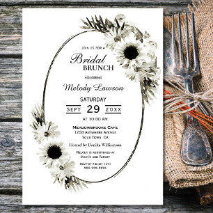 Bridal Brunch Black and White Floral Invitation