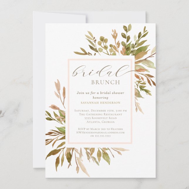 Bridal Brunch Botanical Greenery Bridal Shower Invitation (Front)