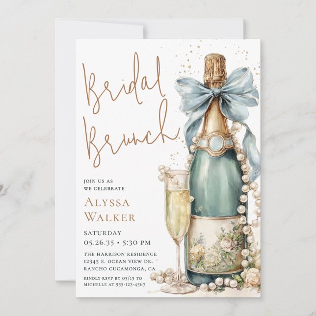 Bridal Brunch Champagne Bottle Invitation (Front)