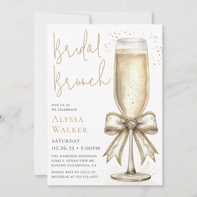 Bridal Brunch Champagne Glass Invitation (Front)