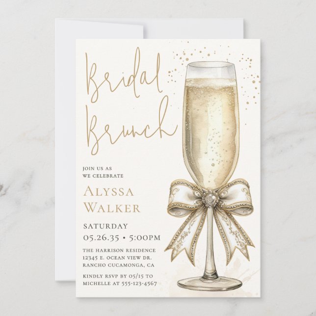 Bridal Brunch Champagne Glass Invitation (Front)