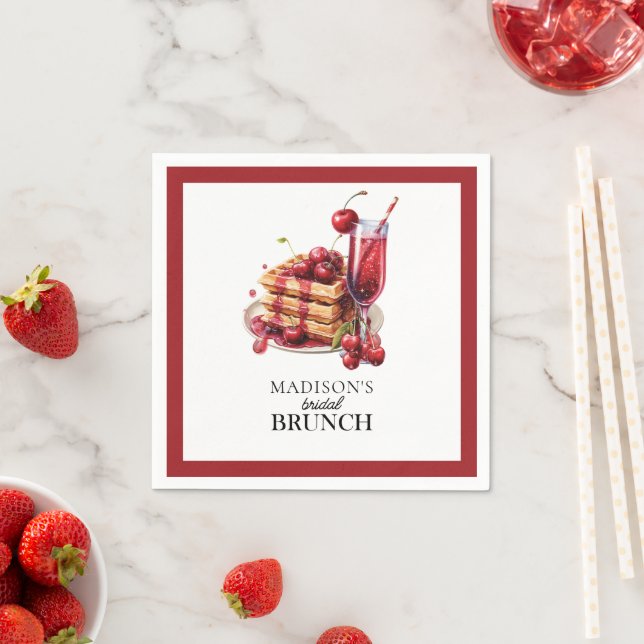 Bridal Brunch Cherry Celebration Custom Napkin (Insitu)