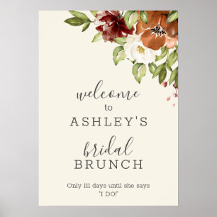 Bridal Brunch floral Rustic Welcome Sign Poster